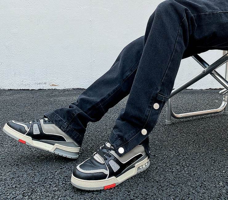 Ankle Snap Denim jeans Pant men straight leg - www.Shopthatapp.com #