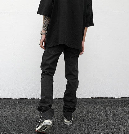 Ankle Snap Denim jeans Pant men straight leg - www.Shopthatapp.com #