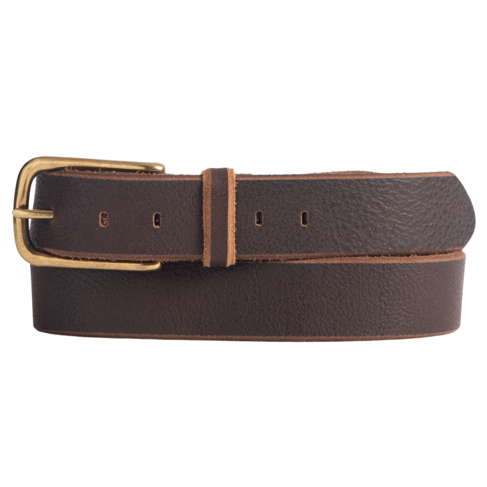 Aria - Brown Leather Dress Belt with Elongated Gold Buckle - Made in Canada - www.Shopthatapp.com #