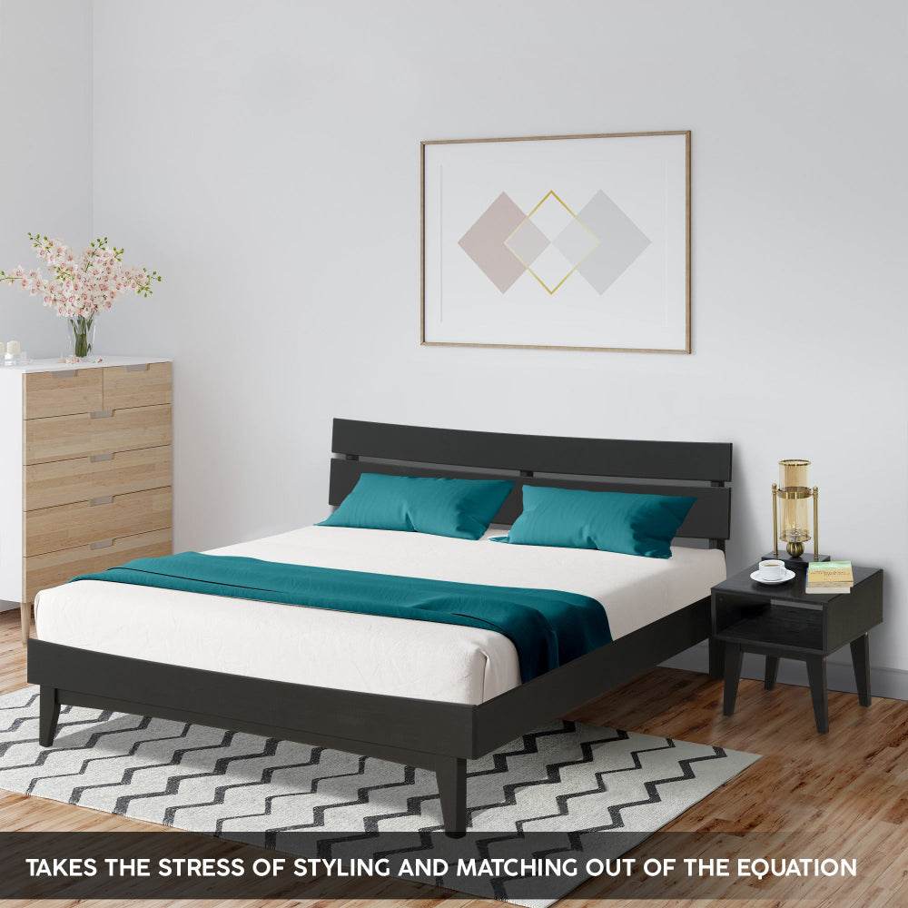 Aurora Solid Wood Bed Frame and Matching Nightstand Bedroom Set - www.Shopthatapp.com