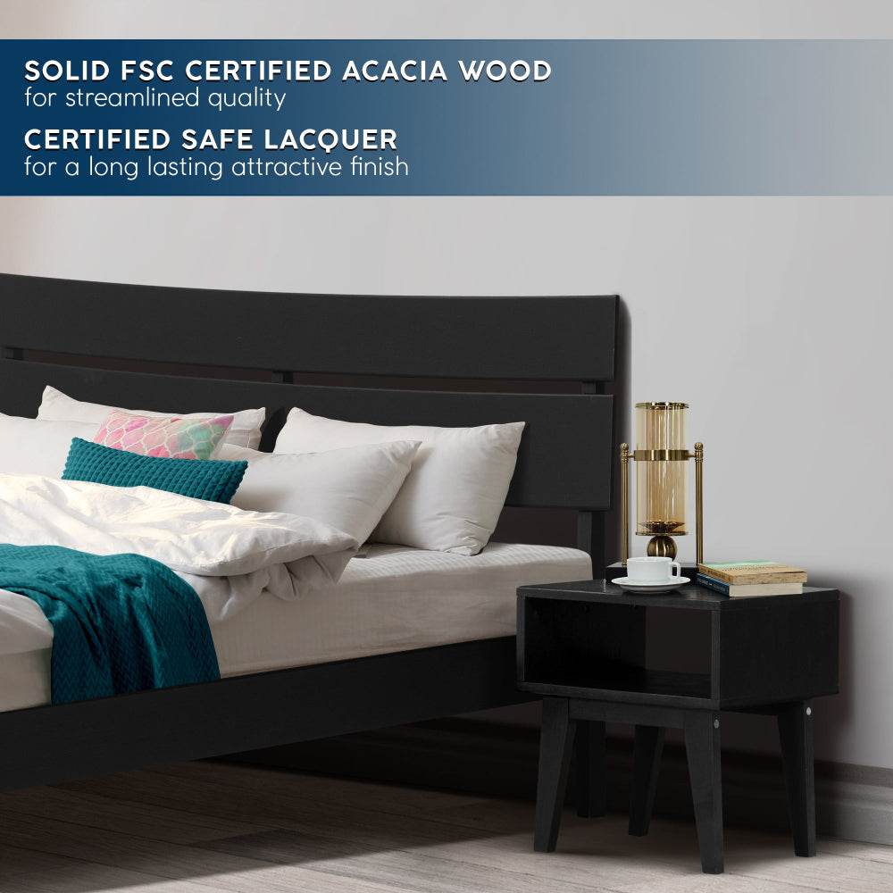 Aurora Solid Wood Bed Frame and Matching Nightstand Bedroom Set - www.Shopthatapp.com
