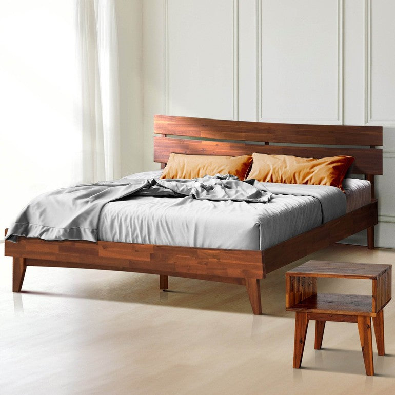 Aurora Solid Wood Bed Frame and Matching Nightstand Bedroom Set - www.Shopthatapp.com