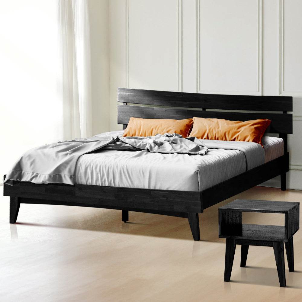 Aurora Solid Wood Bed Frame and Matching Nightstand Bedroom Set - www.Shopthatapp.com