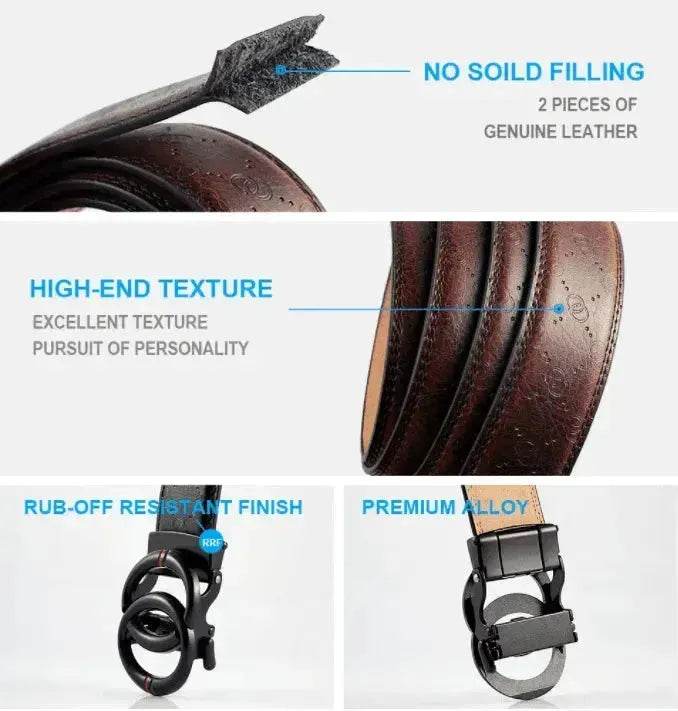 Automatic Alloy Buckle Cowhide Men's Belt - www.Shopthatapp.com