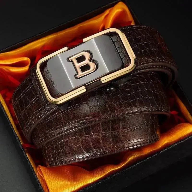 Automatic Buckle Genuine Leather Belt For Middle-aged And Young People - www.Shopthatapp.com