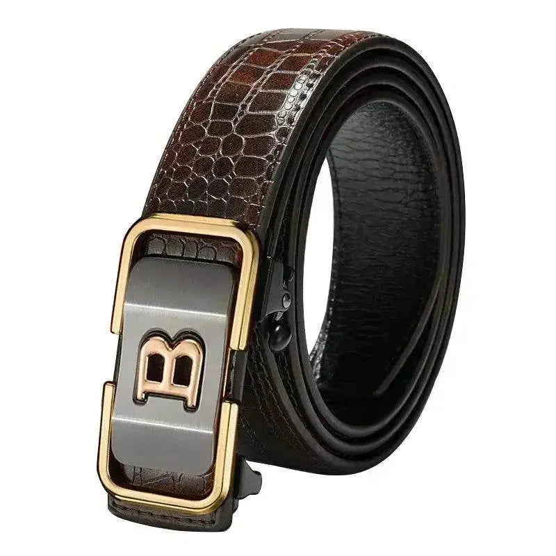Automatic Buckle Genuine Leather Belt For Middle-aged And Young People - www.Shopthatapp.com