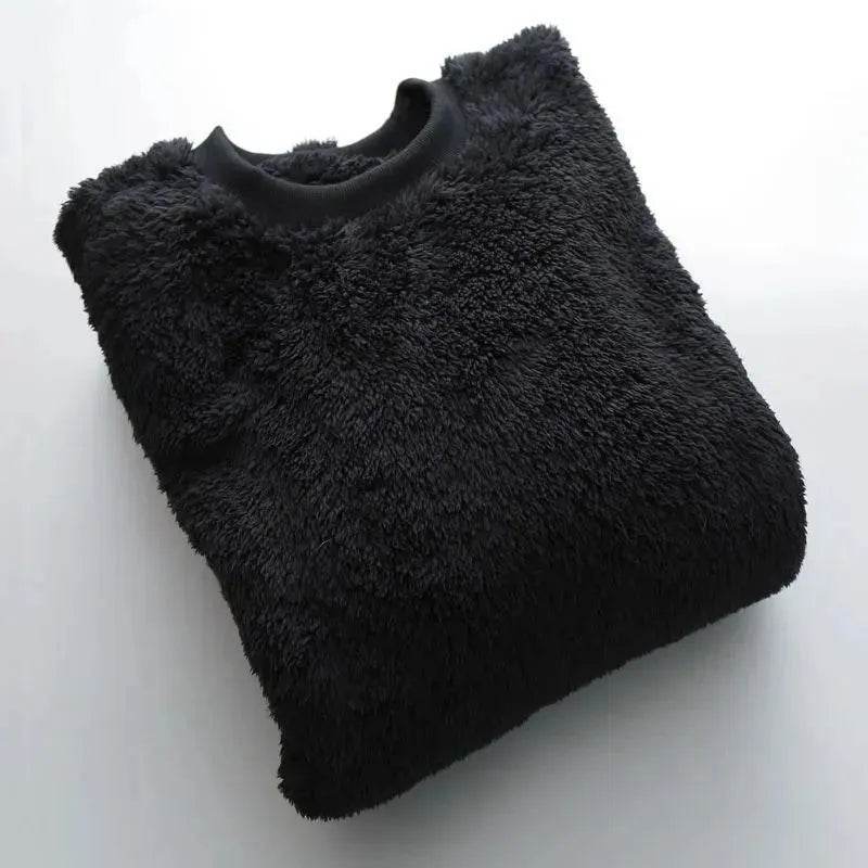 Autumn And Winter Plush Fuzzy Crewneck Pullover top for male - www.Shopthatapp.com #