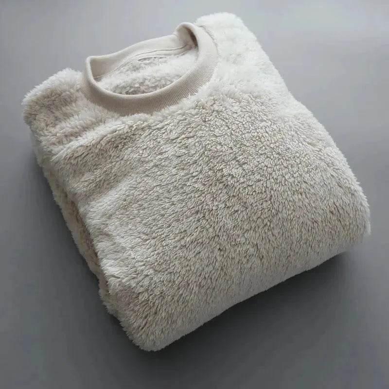Autumn And Winter Plush Fuzzy Crewneck Pullover top for male - www.Shopthatapp.com #
