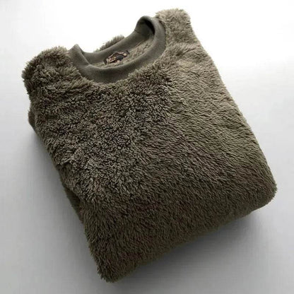 Autumn And Winter Plush Fuzzy Crewneck Pullover top for male - www.Shopthatapp.com #