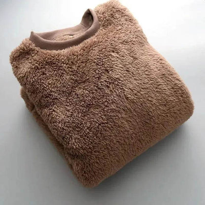 Autumn And Winter Plush Fuzzy Crewneck Pullover top for male - www.Shopthatapp.com #