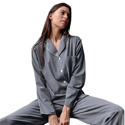 Autumn New French Simplicity Comfortable Thermal Knitting Cotton Silk Long-sleeved Pajamas For Women - www.Shopthatapp.com