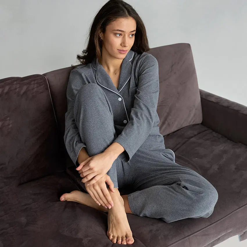 Autumn New French Simplicity Comfortable Thermal Knitting Cotton Silk Long-sleeved Pajamas For Women - www.Shopthatapp.com