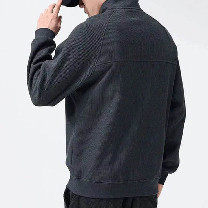 Autumn Winter half zip Stand-collar Fleece Sweatshirt Pullover tops for men - www.Shopthatapp.com #