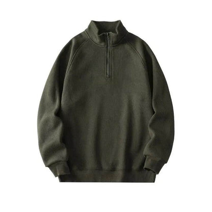 Autumn Winter half zip Stand-collar Fleece Sweatshirt Pullover tops for men - www.Shopthatapp.com #