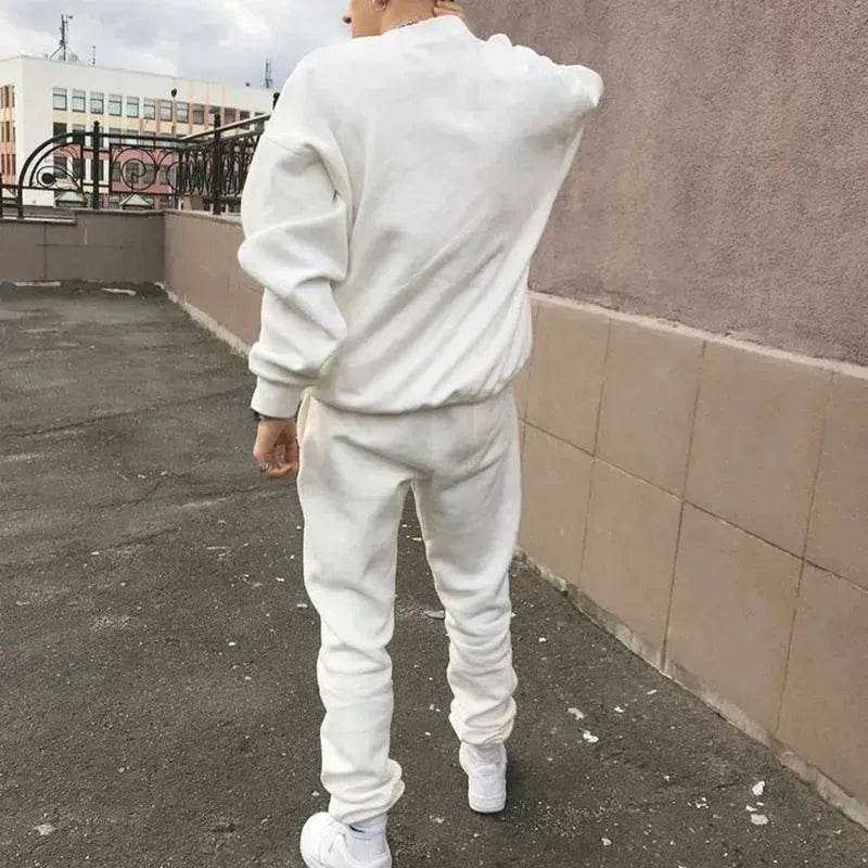 Autumn Winter  street fashion Plain Crew neck Sweatsuit for men - www.Shopthatapp.com #