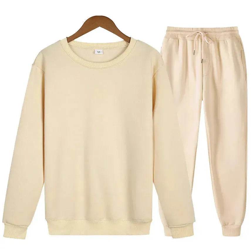 Autumn Winter  street fashion Plain Crew neck Sweatsuit for men - www.Shopthatapp.com #