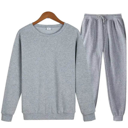 Autumn Winter  street fashion Plain Crew neck Sweatsuit for men - www.Shopthatapp.com #
