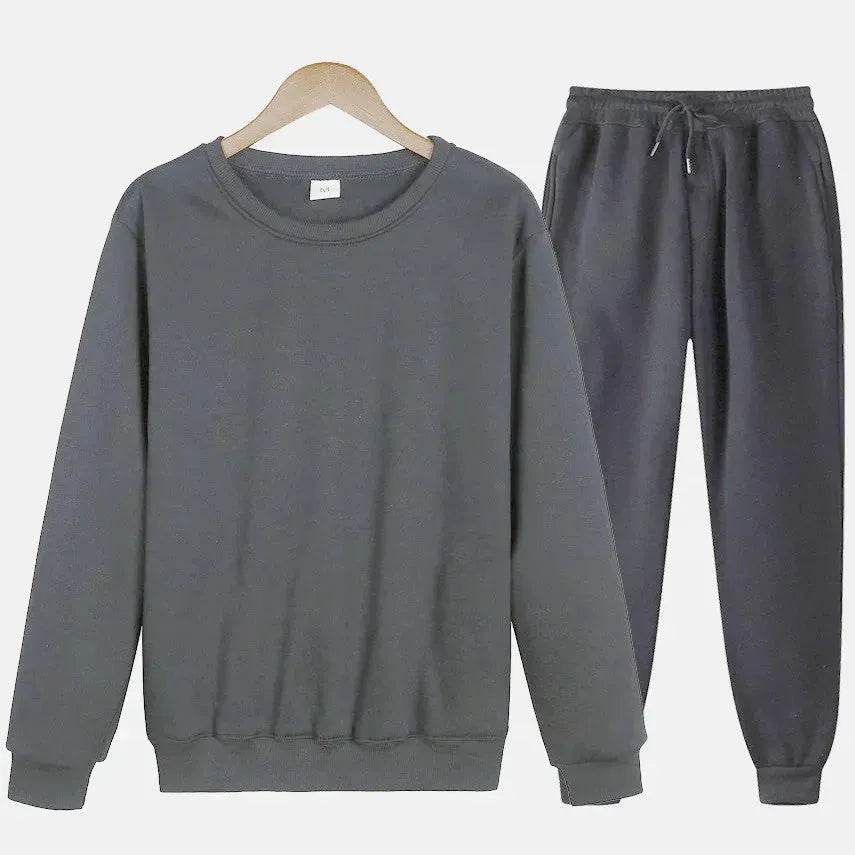 Autumn Winter  street fashion Plain Crew neck Sweatsuit for men - www.Shopthatapp.com #