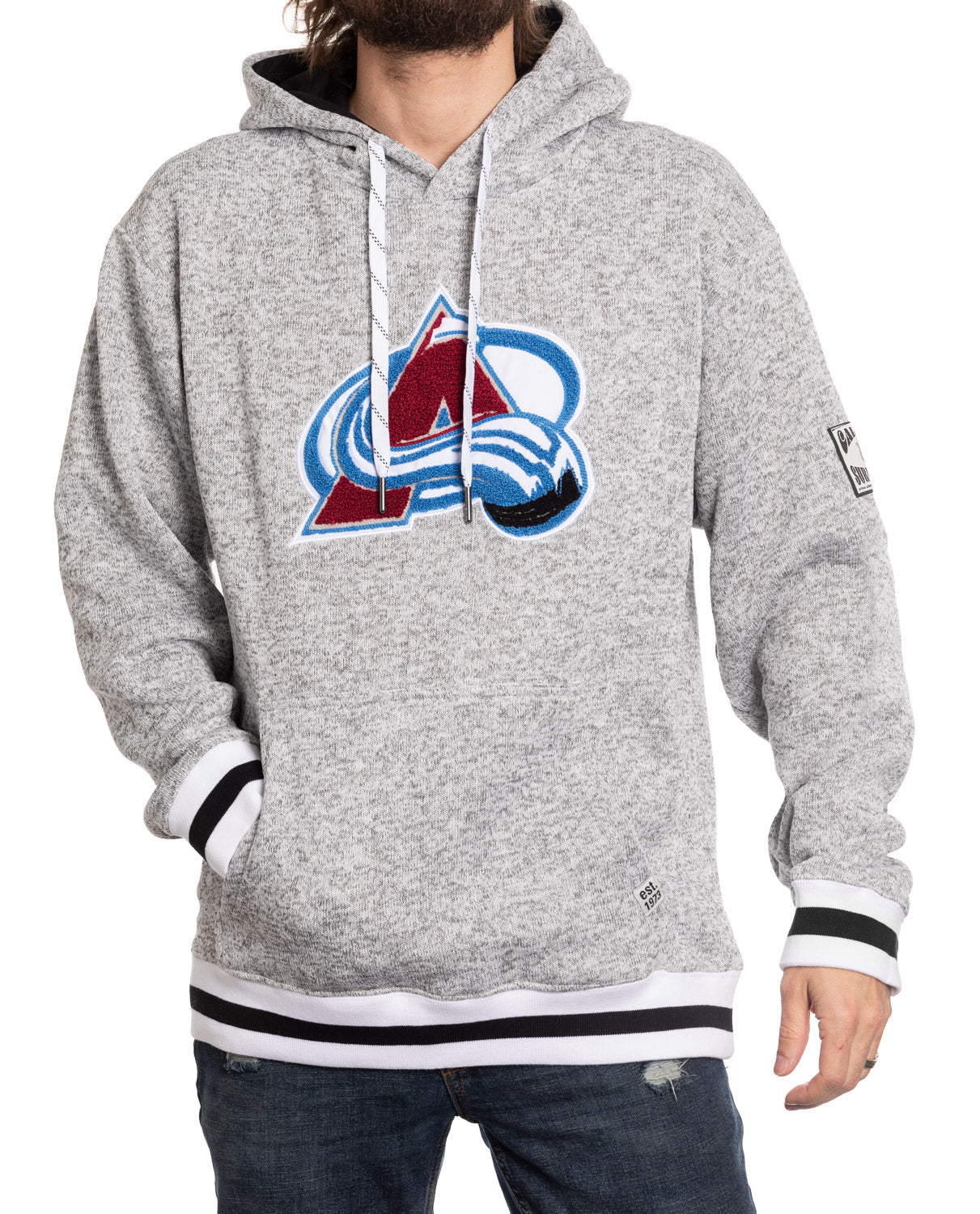 Colorado Avalanche "Muskoka Style" Premium Chenille Woven Logo Hoodie - www.Shopthatapp.com