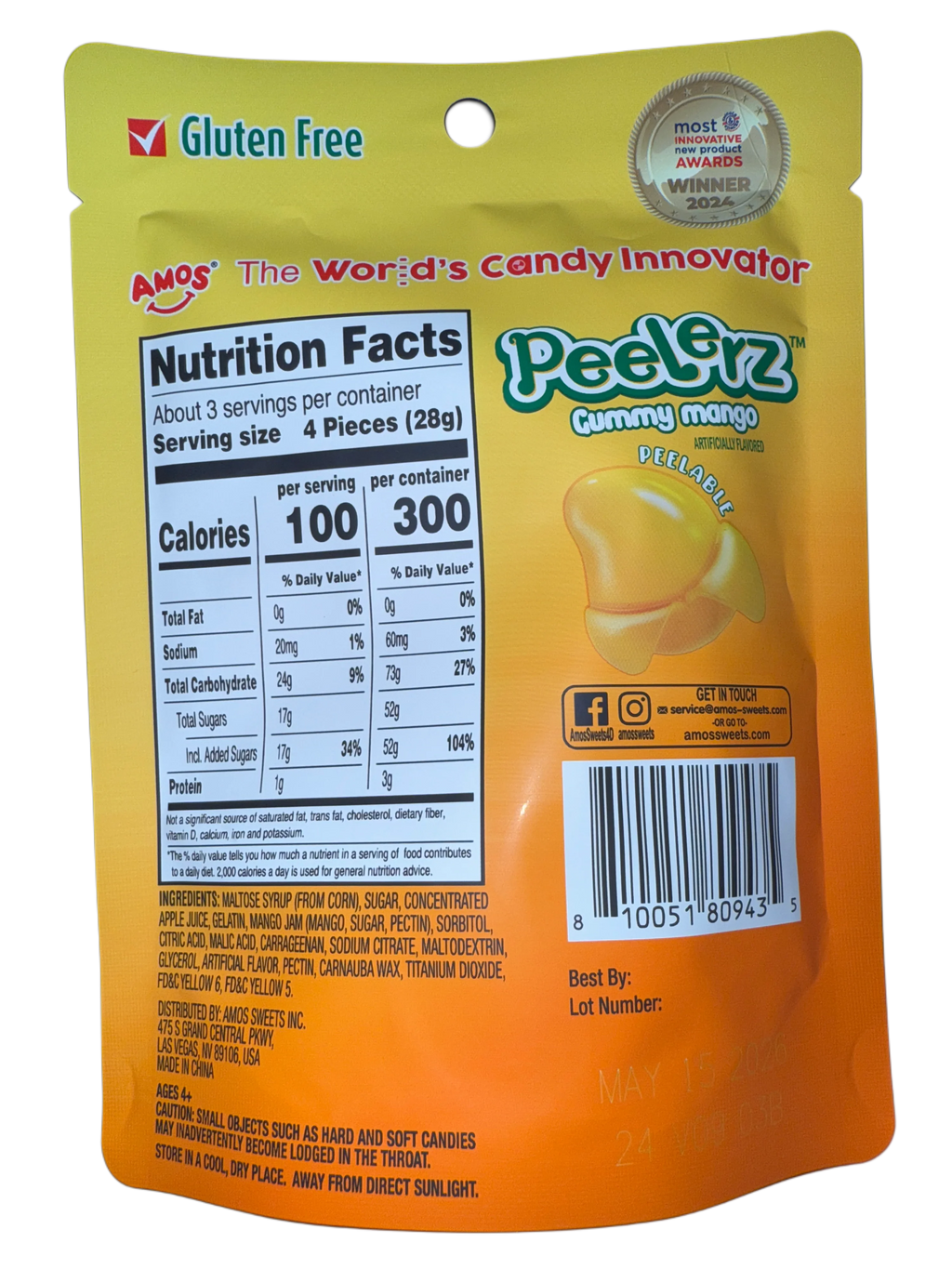 Amos Peelerz Gummy Mango 85G - U.S Edition - www.Shopthatapp.com