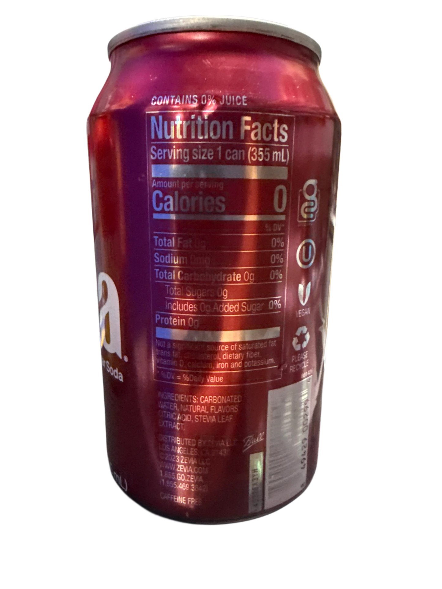 Zevia Zero Sugar Cran-Raspberry Flavoured Soda 355ML - Canadian Edition - www.Shopthatapp.com