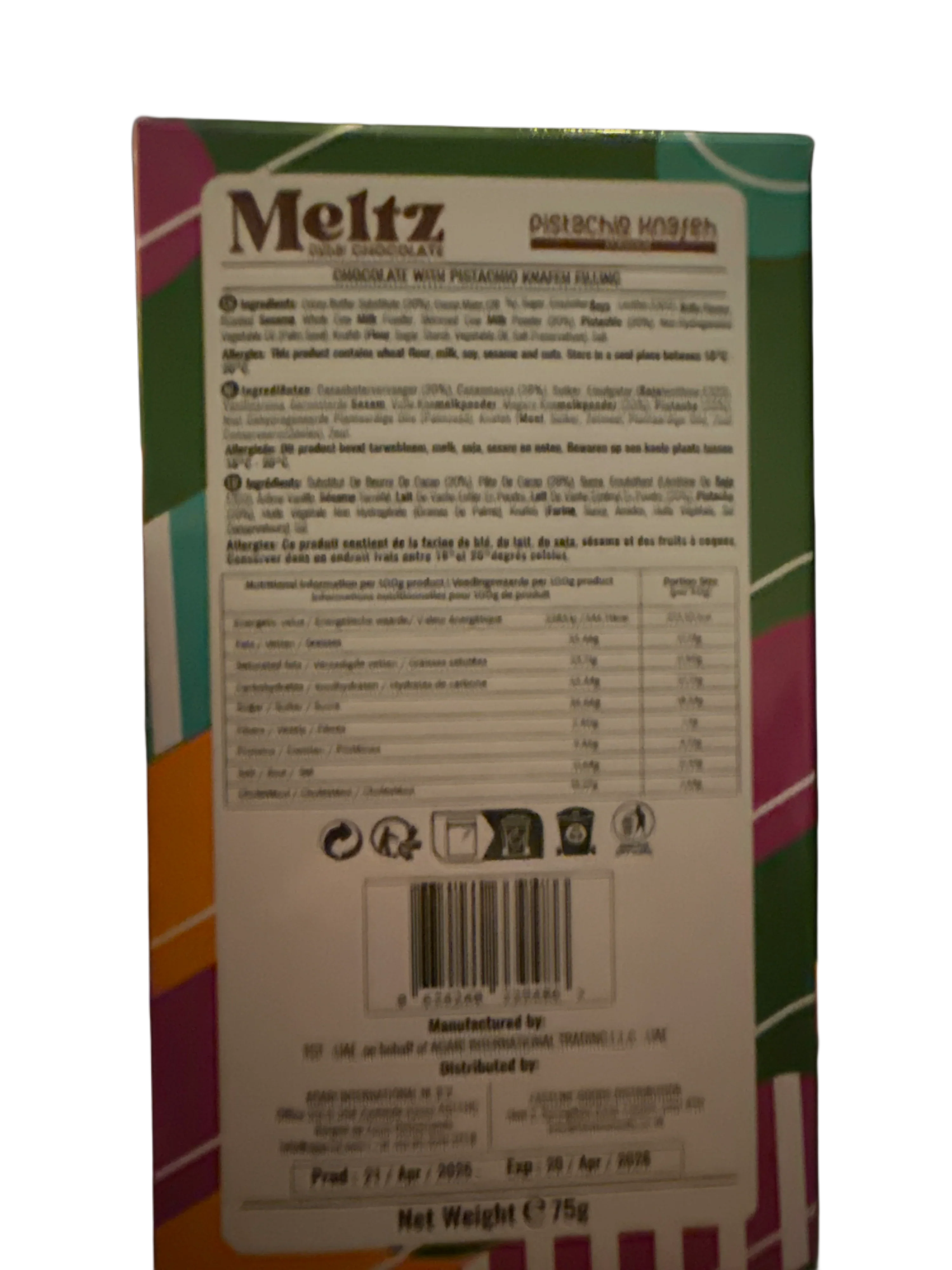 Meltz Dubai Chocolate Pistachio Knafeh Flavour 75G - Dubai Edition - www.Shopthatapp.com