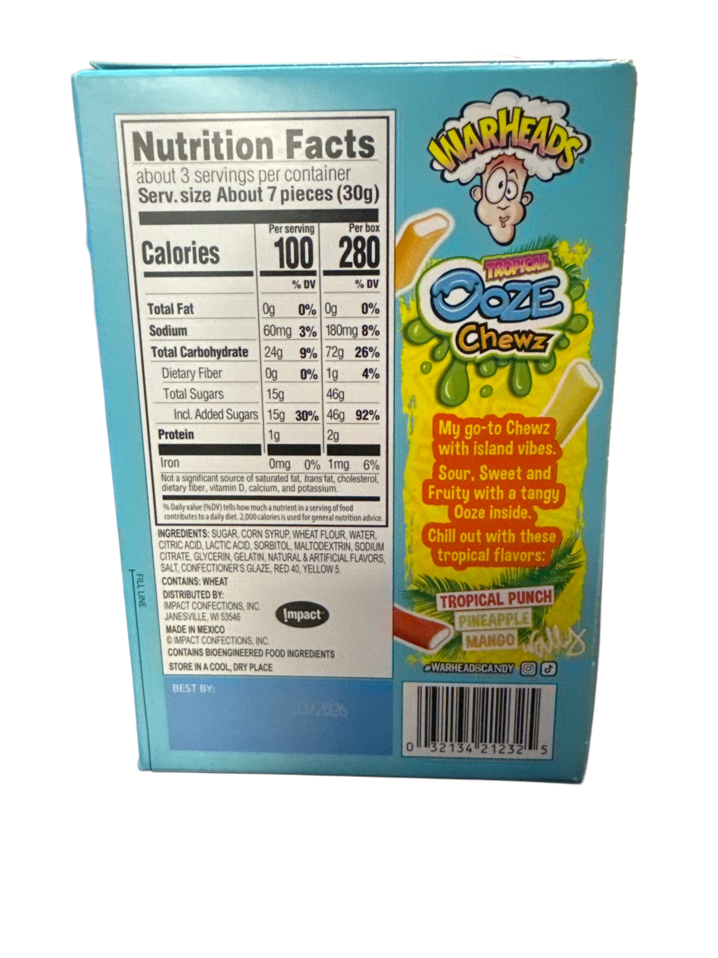 Warheads Sour Tropical Ooze Chewz 85G U.S Edition - www.Shopthatapp.com