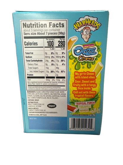 Warheads Sour Tropical Ooze Chewz 85G U.S Edition - www.Shopthatapp.com