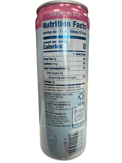 Clearly Canadian Zero Sugar  Country Raspberry Flavour 355ML - Canadian Edition - www.Shopthatapp.com