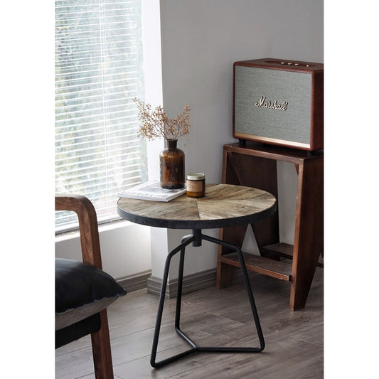 Table d'appoint en vieil orme recyclé