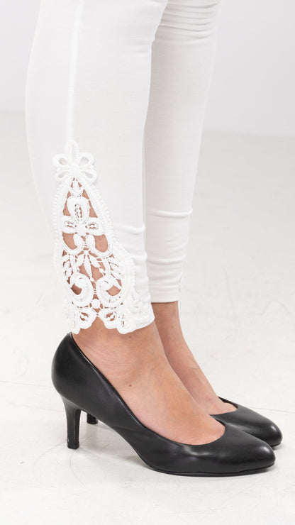 Women's Cotton Rich Tights w/Lace Applique Bottom-One Col-4 Sizes-6pcs/pack - www.Shopthatapp.com