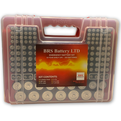 BRS Emergency Battery Kit: 203 Alkaline Batteries + Tester - www.Shopthatapp.com #