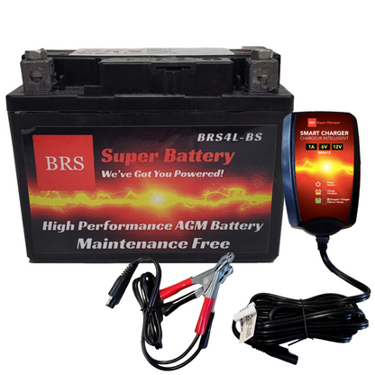 BRS4L-BS 30 Day Warranty Battery & Smart Charger / Maintainer Combo Bundle Kit - www.Shopthatapp.com #