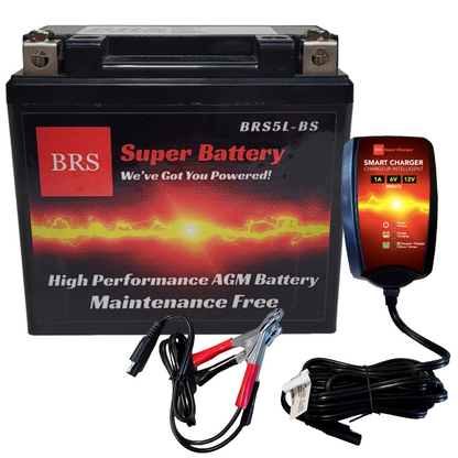 BRS5L-BS BS 30 Day Warranty Battery & Smart Charger / Maintainer Combo Bundle Kit - www.Shopthatapp.com #