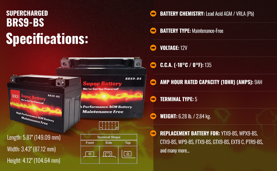 BRS9-BS 30 Day Warranty Battery & Smart Charger / Maintainer Combo Bundle Kit - www.Shopthatapp.com #
