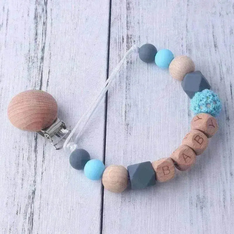 Baby's Wood Silicone Beads Pacifier Clip - www.Shopthatapp.com