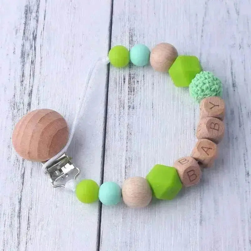 Baby's Wood Silicone Beads Pacifier Clip - www.Shopthatapp.com