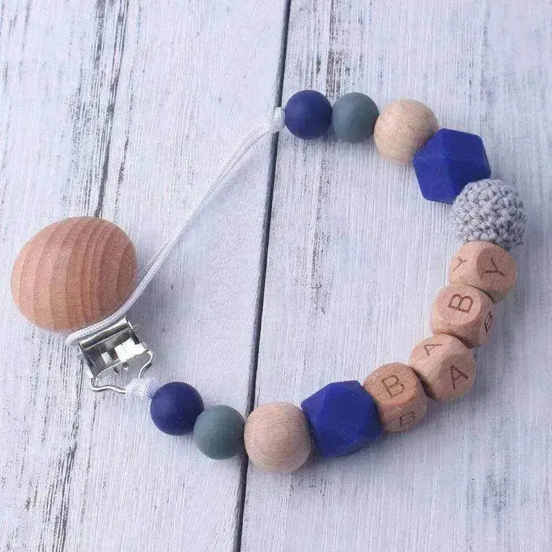 Baby's Wood Silicone Beads Pacifier Clip - www.Shopthatapp.com
