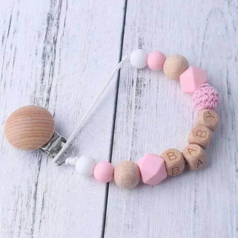 Baby's Wood Silicone Beads Pacifier Clip - www.Shopthatapp.com