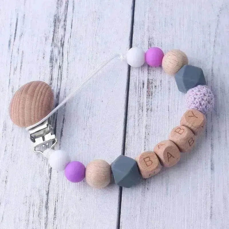 Baby's Wood Silicone Beads Pacifier Clip - www.Shopthatapp.com