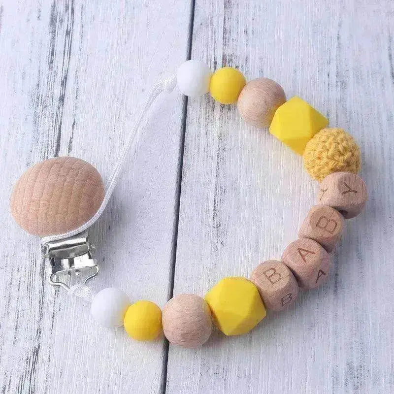 Baby's Wood Silicone Beads Pacifier Clip - www.Shopthatapp.com
