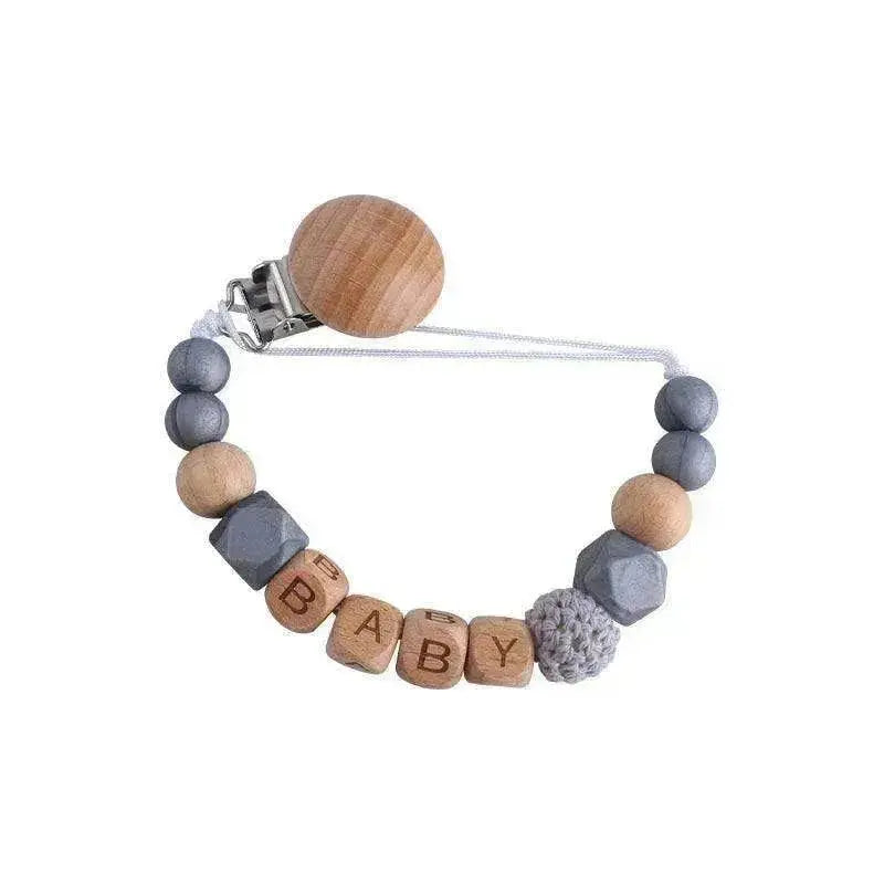 Baby's Wood Silicone Beads Pacifier Clip - www.Shopthatapp.com