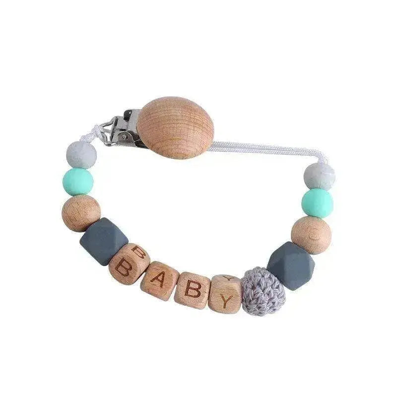 Baby's Wood Silicone Beads Pacifier Clip - www.Shopthatapp.com