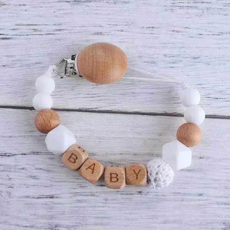 Baby's Wood Silicone Beads Pacifier Clip - www.Shopthatapp.com
