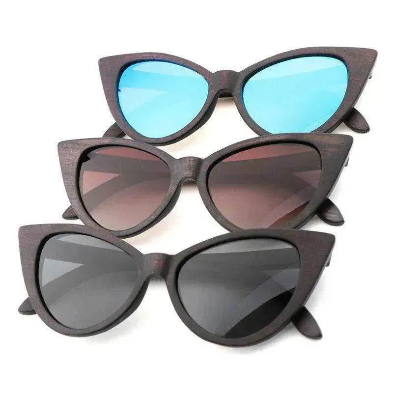 Bamboo Wood Glasses Fashion Ladies Cat Eye Polarized Sunglasses - www.Shopthatapp.com