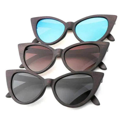 Bamboo Wood Glasses Fashion Ladies Cat Eye Polarized Sunglasses - www.Shopthatapp.com