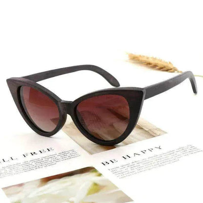 Bamboo Wood Glasses Fashion Ladies Cat Eye Polarized Sunglasses - www.Shopthatapp.com