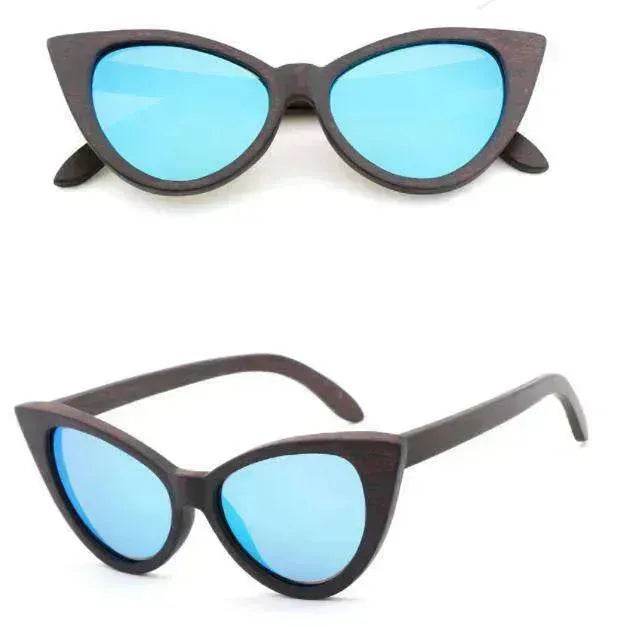 Bamboo Wood Glasses Fashion Ladies Cat Eye Polarized Sunglasses - www.Shopthatapp.com