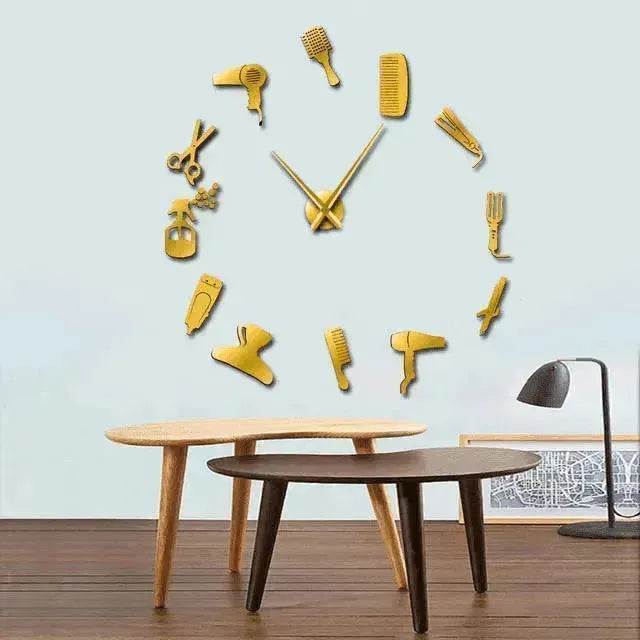 Barber Shop Hair Tools Oversized DIY Wall Clock - www.Shopthatapp.com