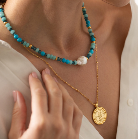 Baroque Pearl & Precious Stone Necklace - www.Shopthatapp.com
